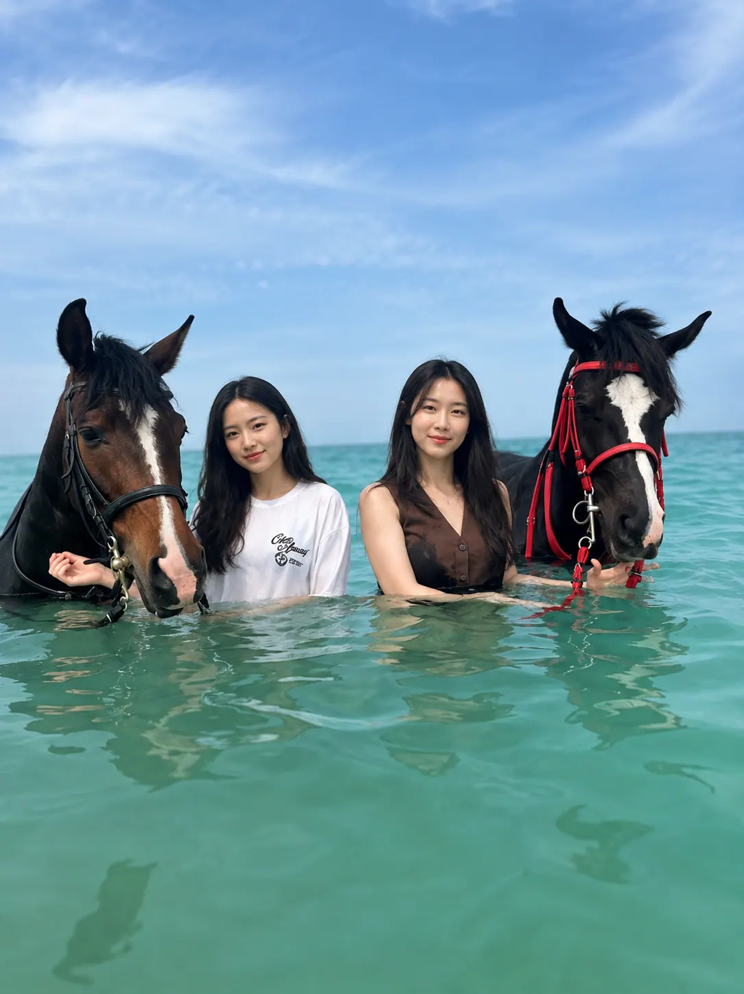 骑马涉入红海浅水区的独特体验